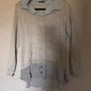 Adrianna Papell Striped Navy and White Top